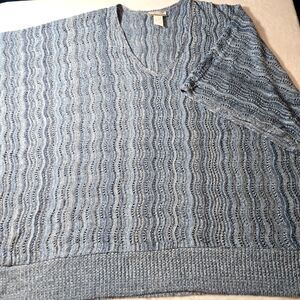 Catherines Womens 4X Sweater Plus Blue, Purple, Gray Short Sleeves Loose Knit